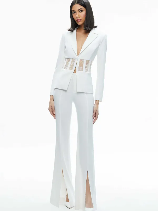 Alice and Olivia Alexia Fitted Sheer Corset Blazer-Women Jackets + Coats