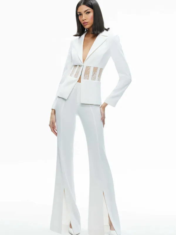 Alice and Olivia Alexia Fitted Sheer Corset Blazer-Women Jackets + Coats