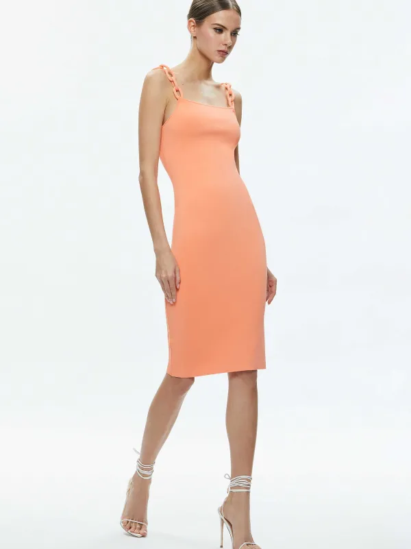 Alice and Olivia Alina Looped Straps Midi Dress-Women Dresses
