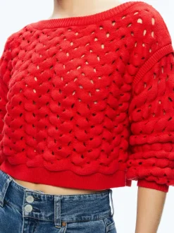 Alice and Olivia Allene Cable Knit Crewneck-Women Sweaters