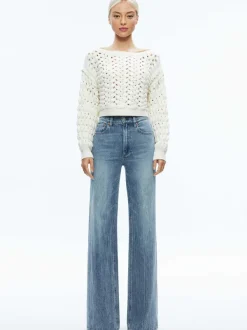 Alice and Olivia Allene Cable Knit Crewneck-Women Sweaters
