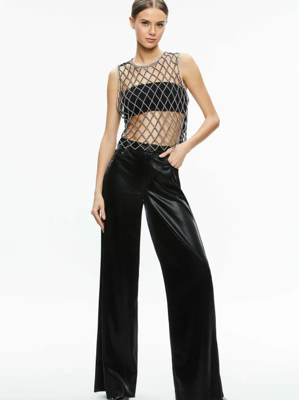 Alice and Olivia Amal Embellished Tank With Bandeau-Women Tops