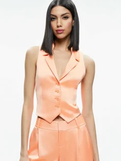 Alice and Olivia Amber Collared Vest-Women Tops
