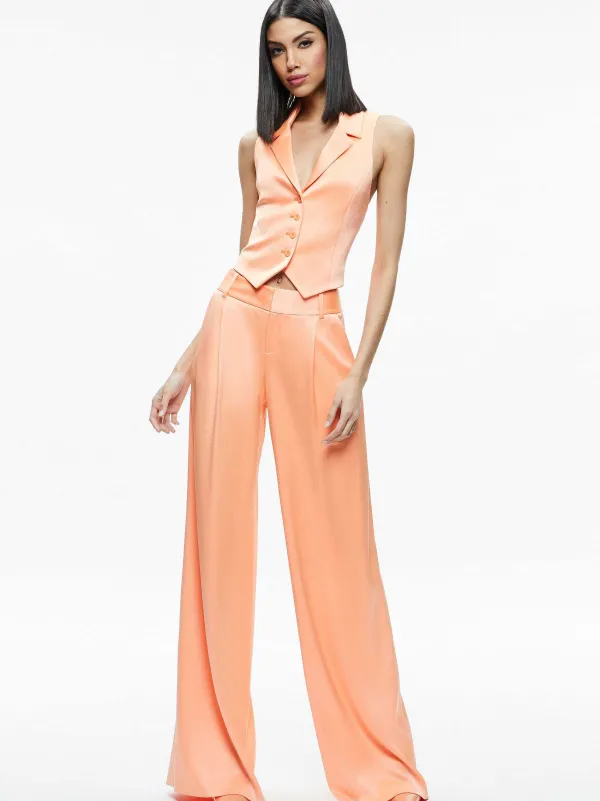 Alice and Olivia Amber Collared Vest + Eric Low Rise Pant-Women Matching Sets
