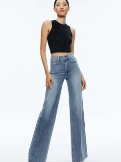 Alice and Olivia Amity Sleeveless Cropped Tank-Women Tops