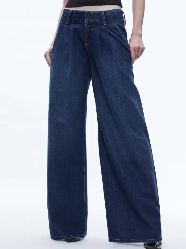 Alice and Olivia Anders Low Rise Pleated Jean-Women Pants