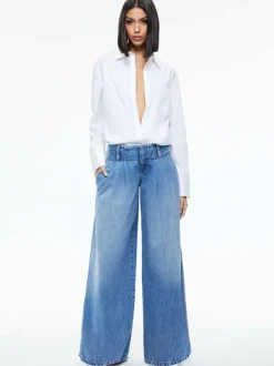 Alice and Olivia Anders Low Rise Pleated Jean-Women Pants
