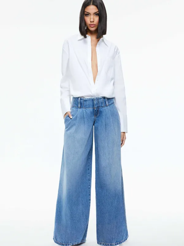 Alice and Olivia Anders Low Rise Pleated Jean-Women Pants