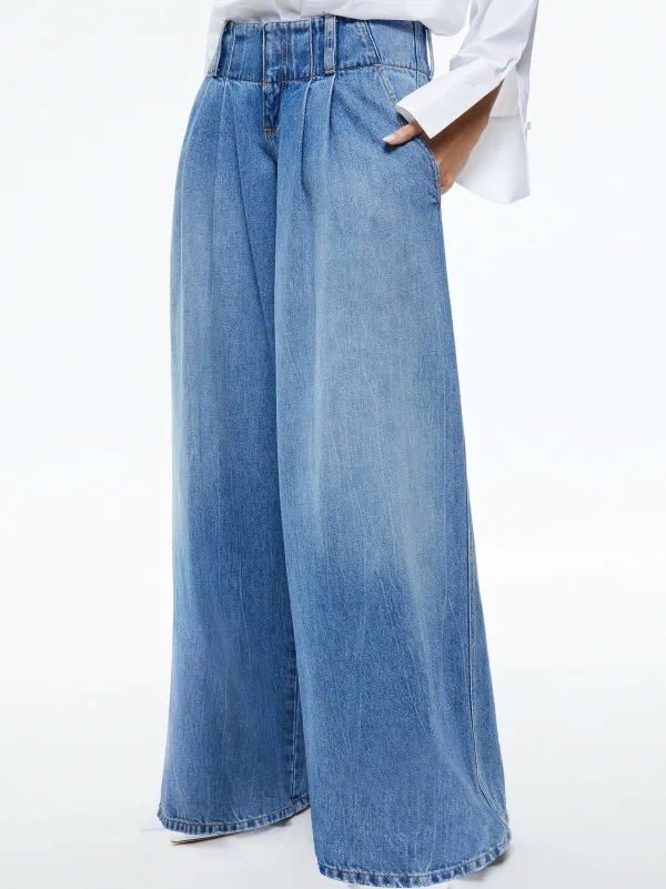 Alice and Olivia Anders Low Rise Pleated Jean-Women Pants