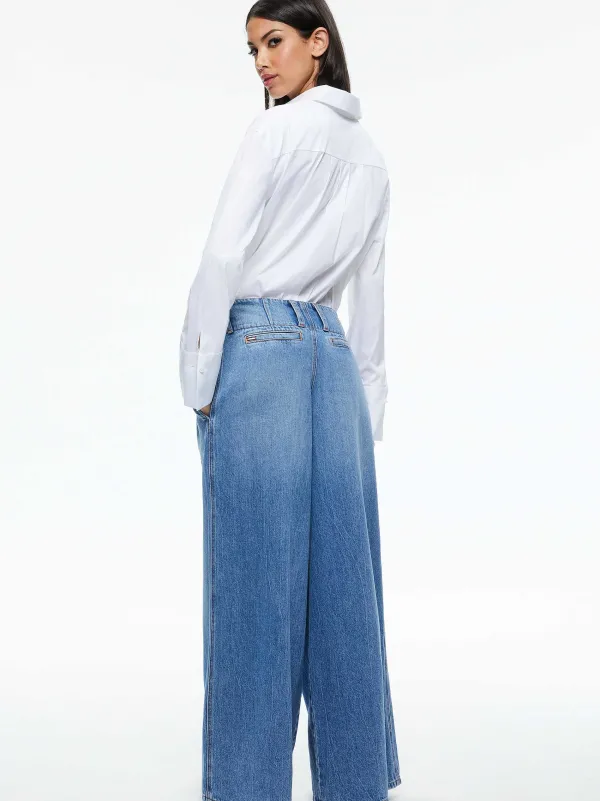 Alice and Olivia Anders Low Rise Pleated Jean-Women Pants