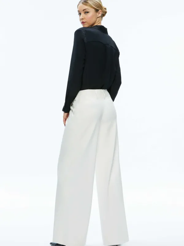 Alice and Olivia Anders Vegan Leather Low Rise Pant-Women Pants