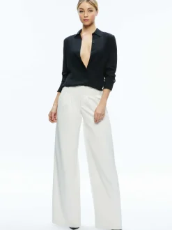 Alice and Olivia Anders Vegan Leather Low Rise Pant-Women Pants