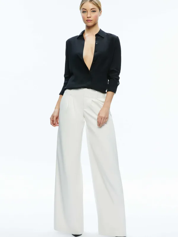 Alice and Olivia Anders Vegan Leather Low Rise Pant-Women Pants