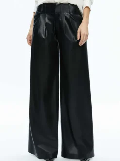Alice and Olivia Anders Vegan Leather Low Rise Pant-Women Pants