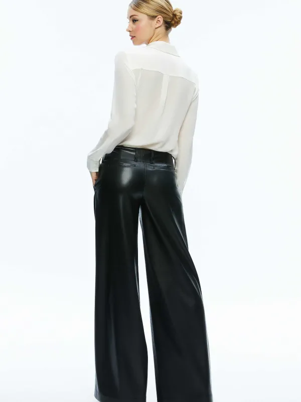 Alice and Olivia Anders Vegan Leather Low Rise Pant-Women Pants