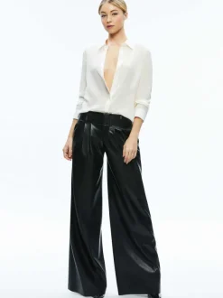 Alice and Olivia Anders Vegan Leather Low Rise Pant-Women Pants