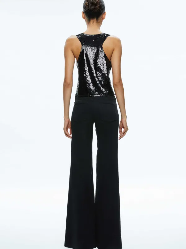 Alice and Olivia Avril Sequin Boxy Tank-Women Tops