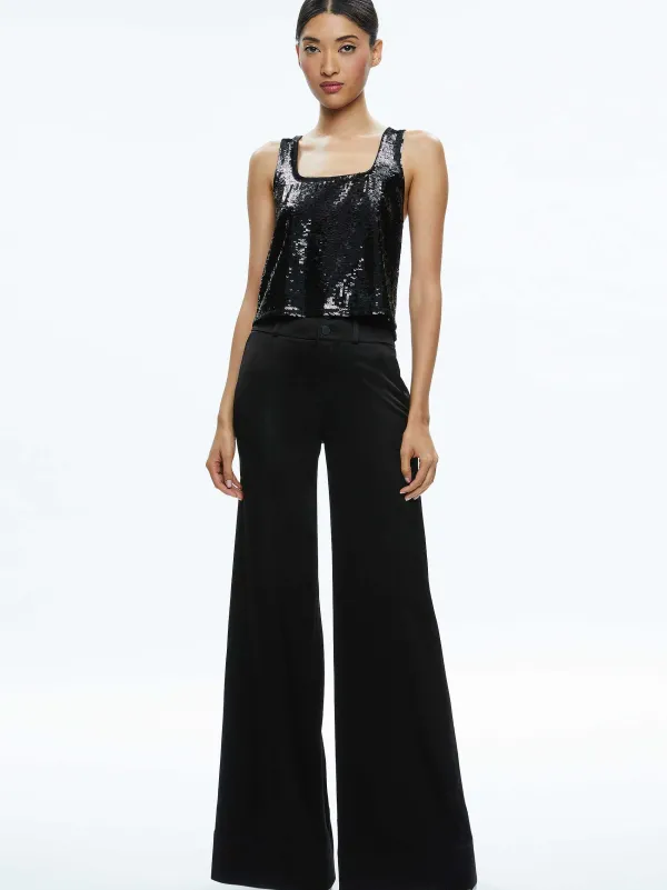 Alice and Olivia Avril Sequin Boxy Tank-Women Tops