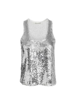 Alice and Olivia Avril Sequin Boxy Tank-Women Tops