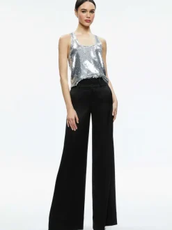 Alice and Olivia Avril Sequin Boxy Tank-Women Tops