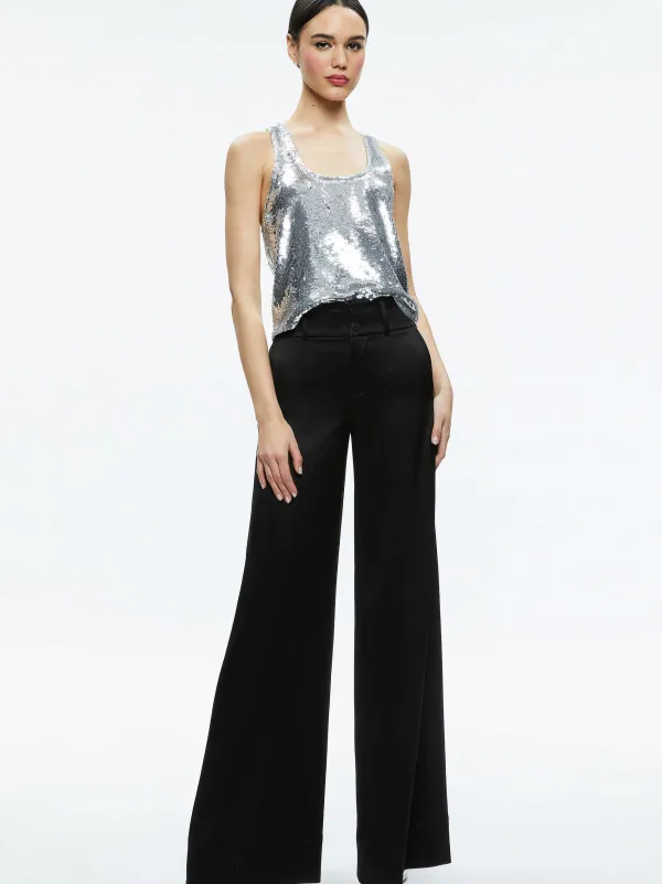 Alice and Olivia Avril Sequin Boxy Tank-Women Tops