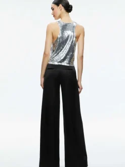 Alice and Olivia Avril Sequin Boxy Tank-Women Tops