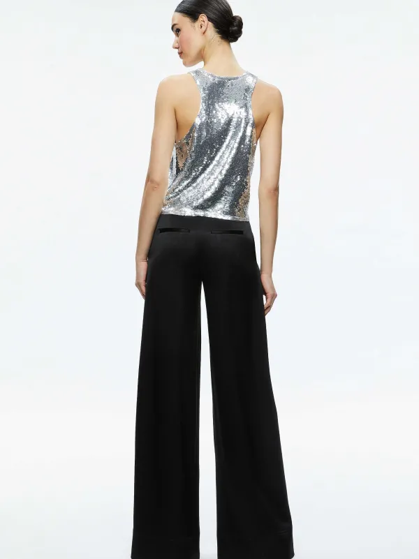 Alice and Olivia Avril Sequin Boxy Tank-Women Tops
