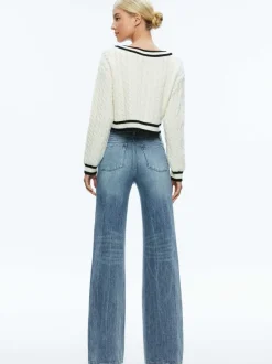 Alice and Olivia Ayden Cropped V-Neck Pullover-Women Sweaters