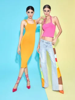 Alice and Olivia Beautiful Vegan Leather Patchwork Flare Jean-Women Pants