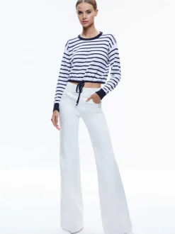 Alice and Olivia Bernetta Cropped Drawstring Pullover-Women Sweaters