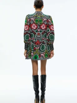 Alice and Olivia Bertha Blouson Sleeve Mini Dress-Women Dresses
