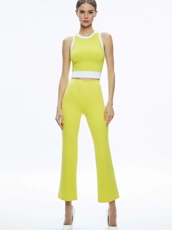 Alice and Olivia Boyd Crewneck Tank + Rmp Mid Rise Back-Zip Bootcut Ankle Pant-Women Matching Sets