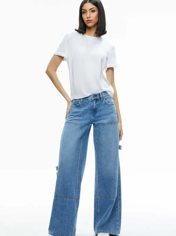Alice and Olivia Braden Drop Shoulder Tee-Women Tops