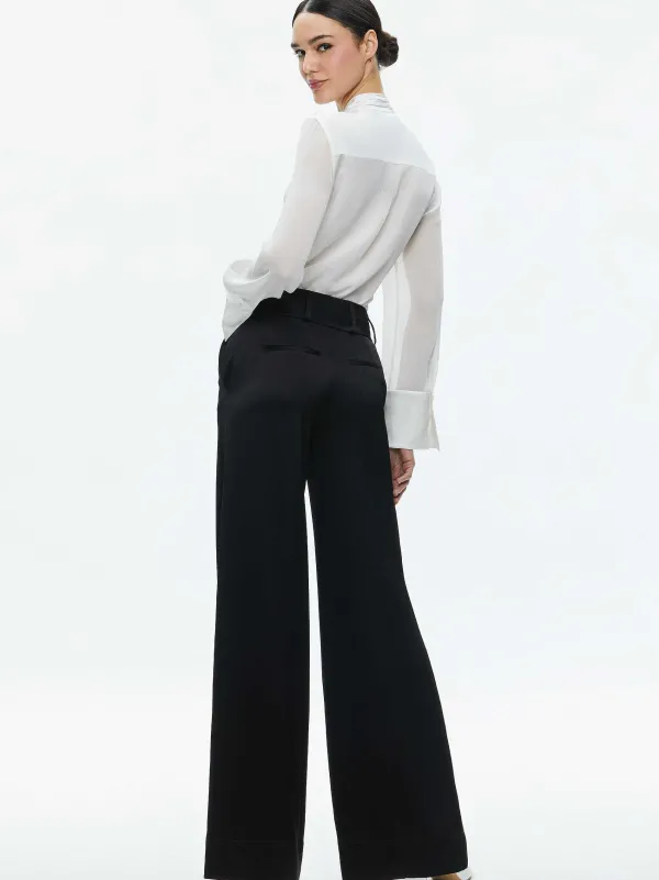 Alice and Olivia Brady Oversized Button Down With Bow Tie-Women Tops