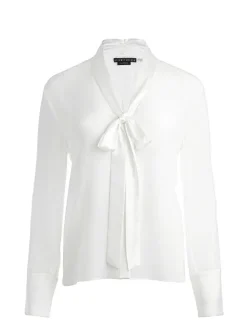 Alice and Olivia Brady Oversized Button Down With Bow Tie-Women Tops