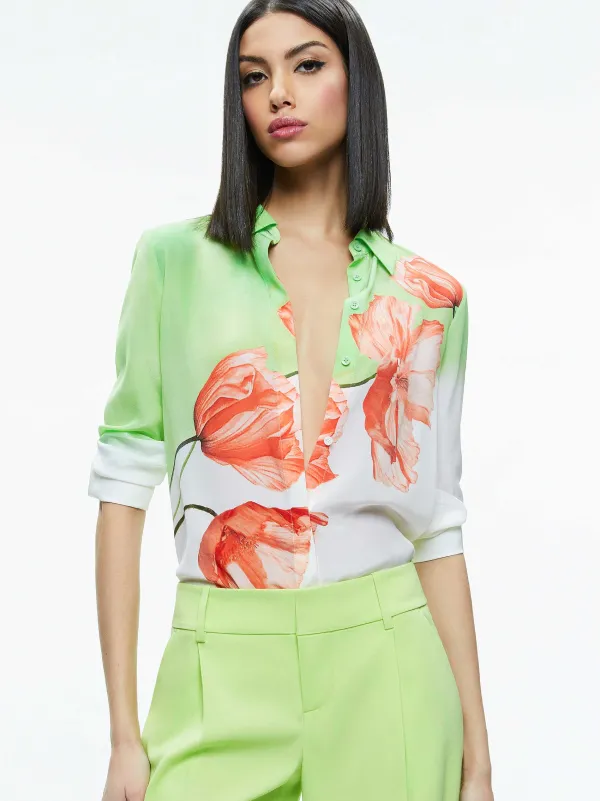 Alice and Olivia Brady Slim Button Down-Women Tops