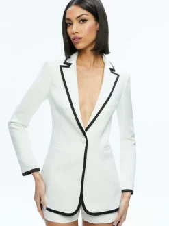 Alice and Olivia Breann Contrast Trim Blazer-Women Jackets + Coats