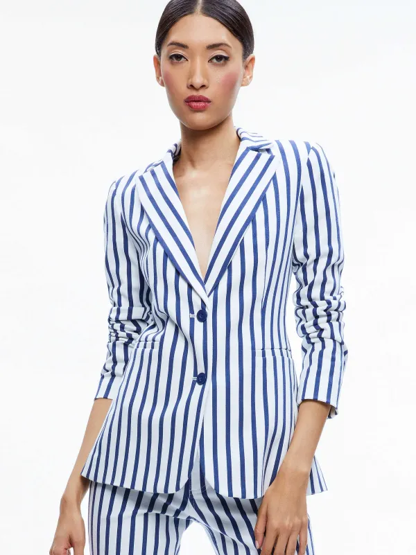 Alice and Olivia Breann Long Fitted Two Button Blazer-Women Jackets + Coats