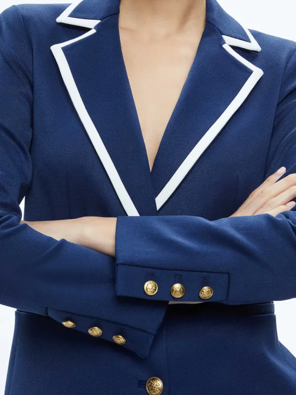 Alice and Olivia Breann Long Fitted Two Button Blazer-Women Jackets + Coats