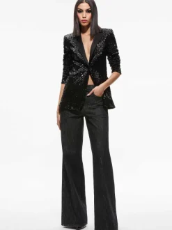 Alice and Olivia Breann Sequin Fitted Blazer-Women Jackets + Coats