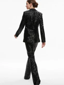 Alice and Olivia Breann Sequin Fitted Blazer + Lara Sequin Bootcut Pant-Women Matching Sets