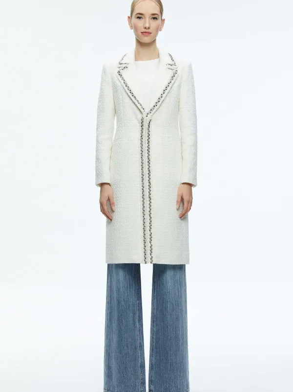 Alice and Olivia Bret Embellished Long Blazer-Women Jackets + Coats