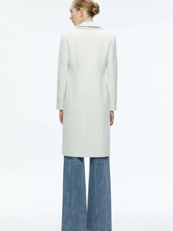 Alice and Olivia Bret Embellished Long Blazer-Women Jackets + Coats