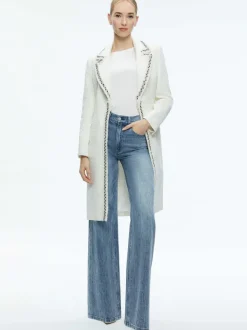 Alice and Olivia Bret Embellished Long Blazer-Women Jackets + Coats