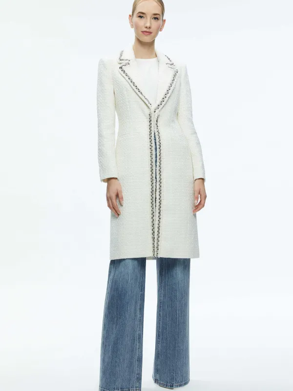 Alice and Olivia Bret Embellished Long Blazer-Women Jackets + Coats