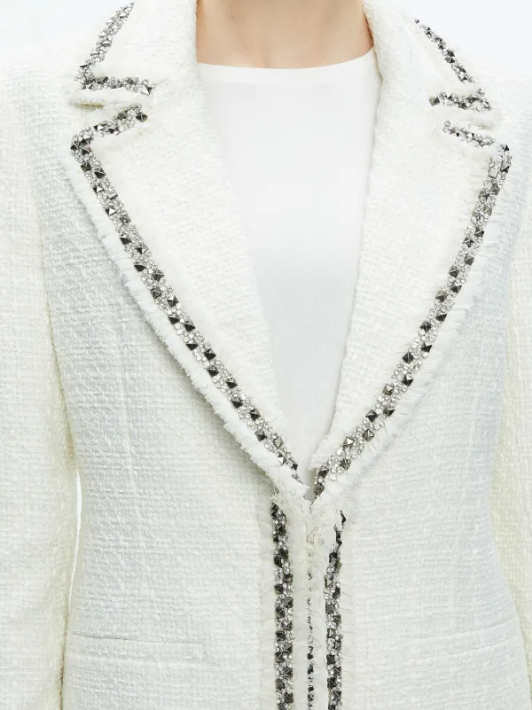 Alice and Olivia Bret Embellished Long Blazer-Women Jackets + Coats