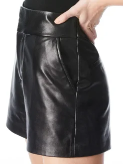 Alice and Olivia Cady High Waisted Leather Short-Women Shorts