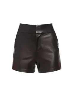 Alice and Olivia Cady High Waisted Leather Short-Women Shorts