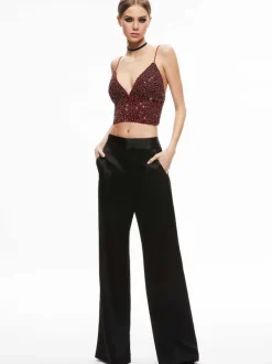 Alice and Olivia Carli Crystal Embellished Bra Top-Women Tops