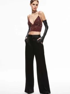 Alice and Olivia Carli Crystal Embellished Bra Top-Women Tops